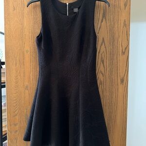 Elegant Black Fit and Flare Rose-Floral Print Mini Dress